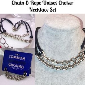 3-$15 Cool Rope & Linked Ring Chain Choker Necklace Set